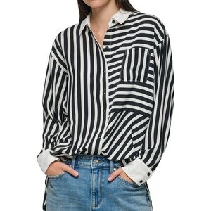 KARL LAGERFIELD Paris Striped button down blouse XS